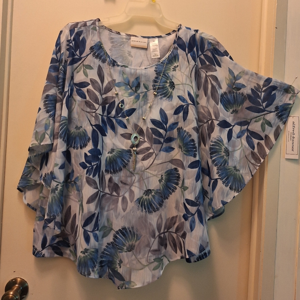 Alfred Dunner Lined Top W Detachable Necklace 18W NEW WITH TAGS